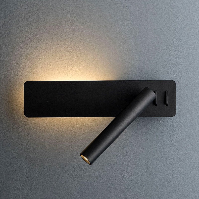 Nastavitelná LED čtecí lampa s nástěnným držákem a otočnou hlavou