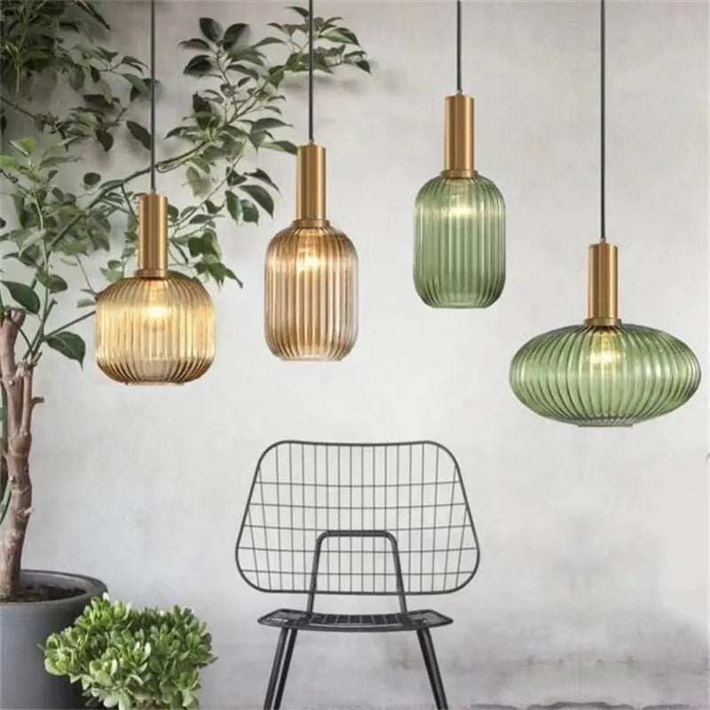 Vivid Retro Glass Pendant Light With LED In Living Room