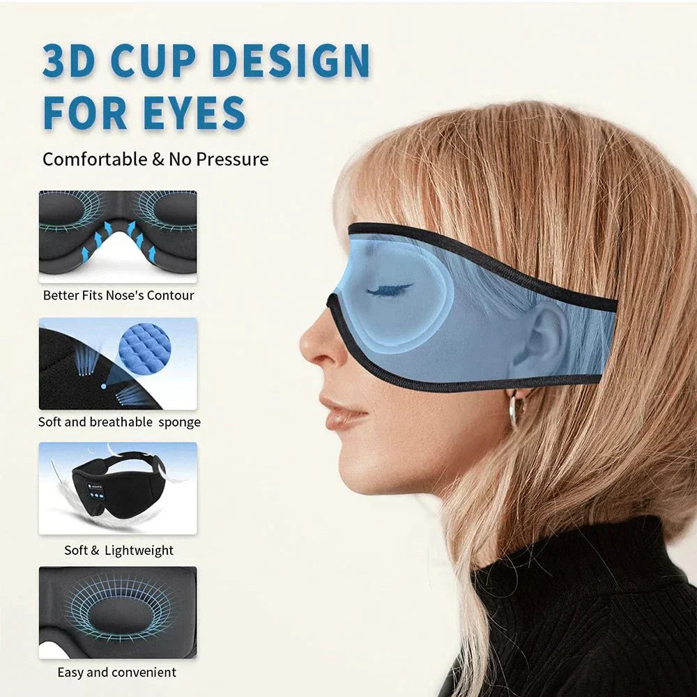 SomnoEase Maschera per Dormire Bluetooth con Musica e Design 3D Confortevole