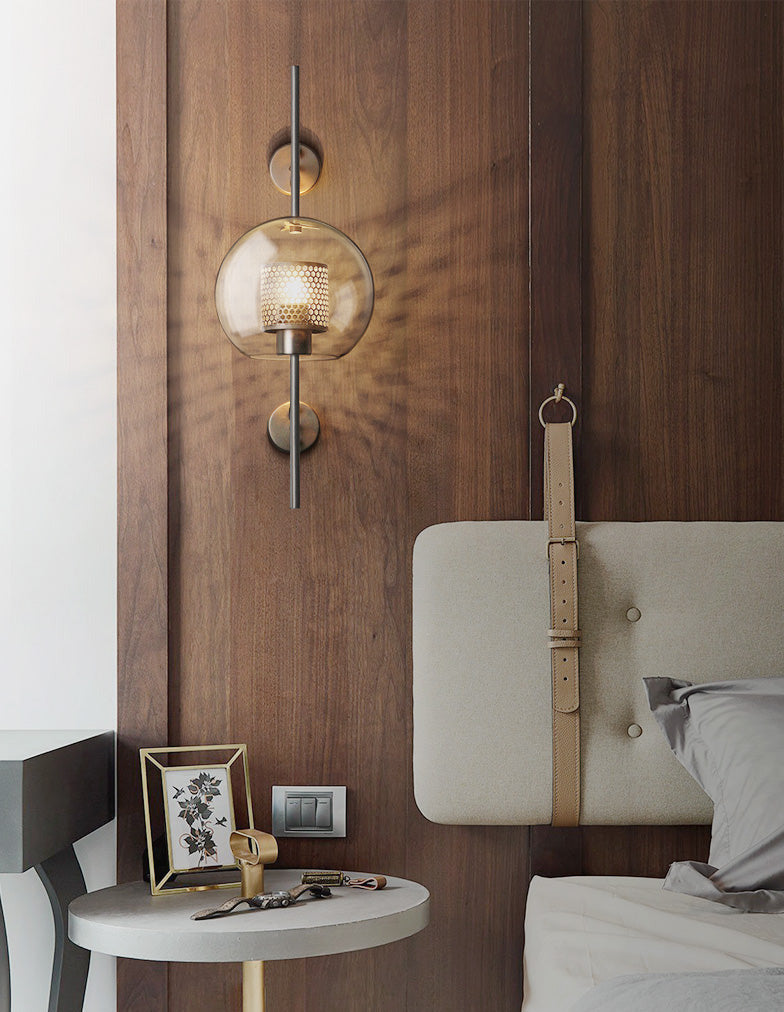 Alora Honeycomb Wall Sconce in Brass and Glass
