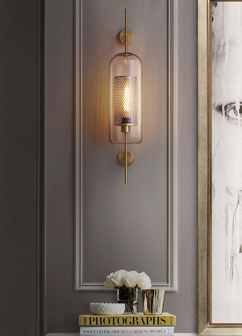 Alora Honeycomb Wall Sconce in Brass and Glass