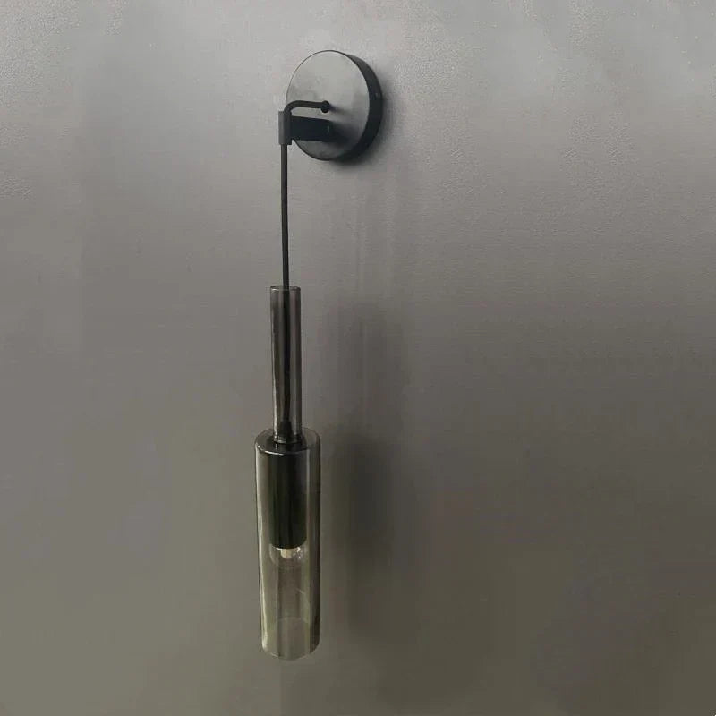 Vellara Smoky Gray Glass Wall Light With Luxe Finish