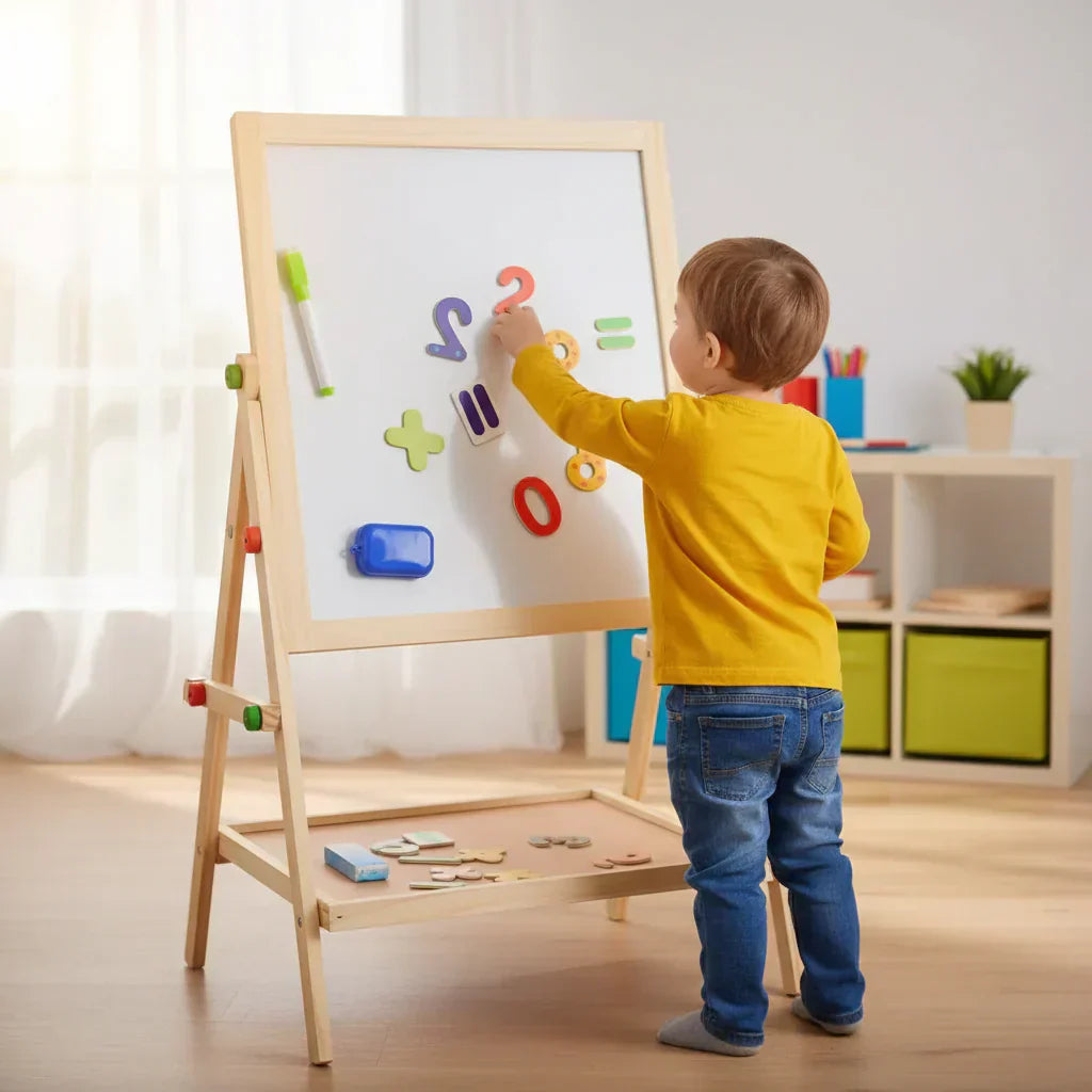 BrightSketch Duo Justerbar Tavle og Whiteboard Staffeli til Børn