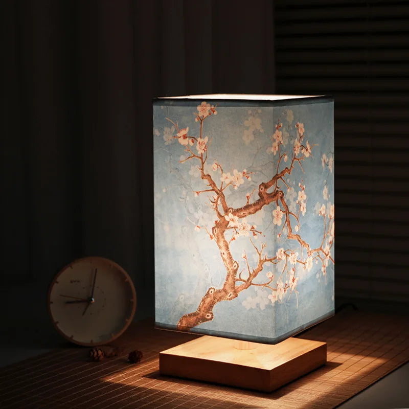 Cherry Blossom Glow Table Lamp With Soft Cloth Shade For Cozy Ambience