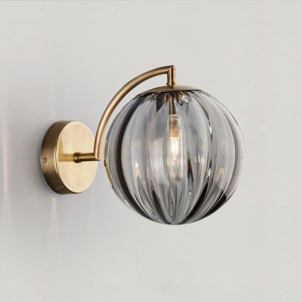 Lyria Glass Round Wall Lamp in Sleek Modern Metal Finish