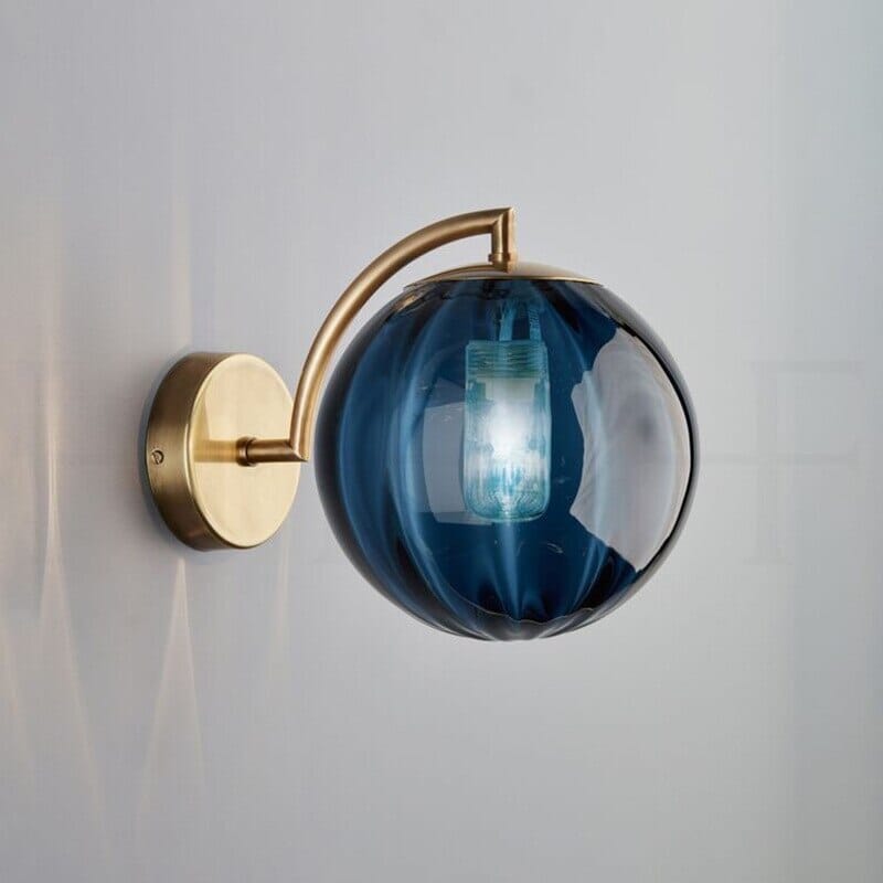 Lyria Glass Round Wall Lamp in Sleek Modern Metal Finish