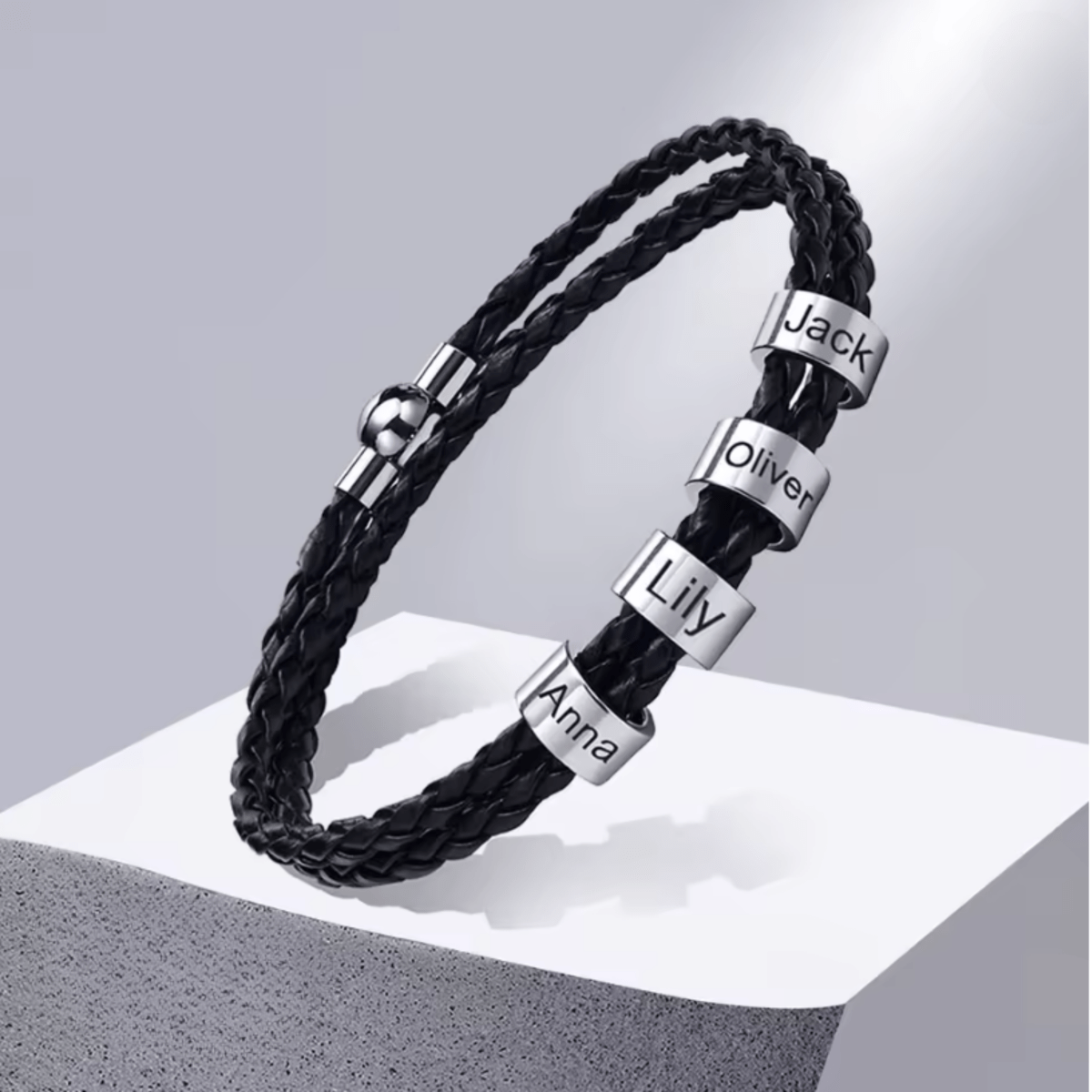 Ardent Ridge Geflochtenes Herrenarmband mit individuellen Namensperlen
