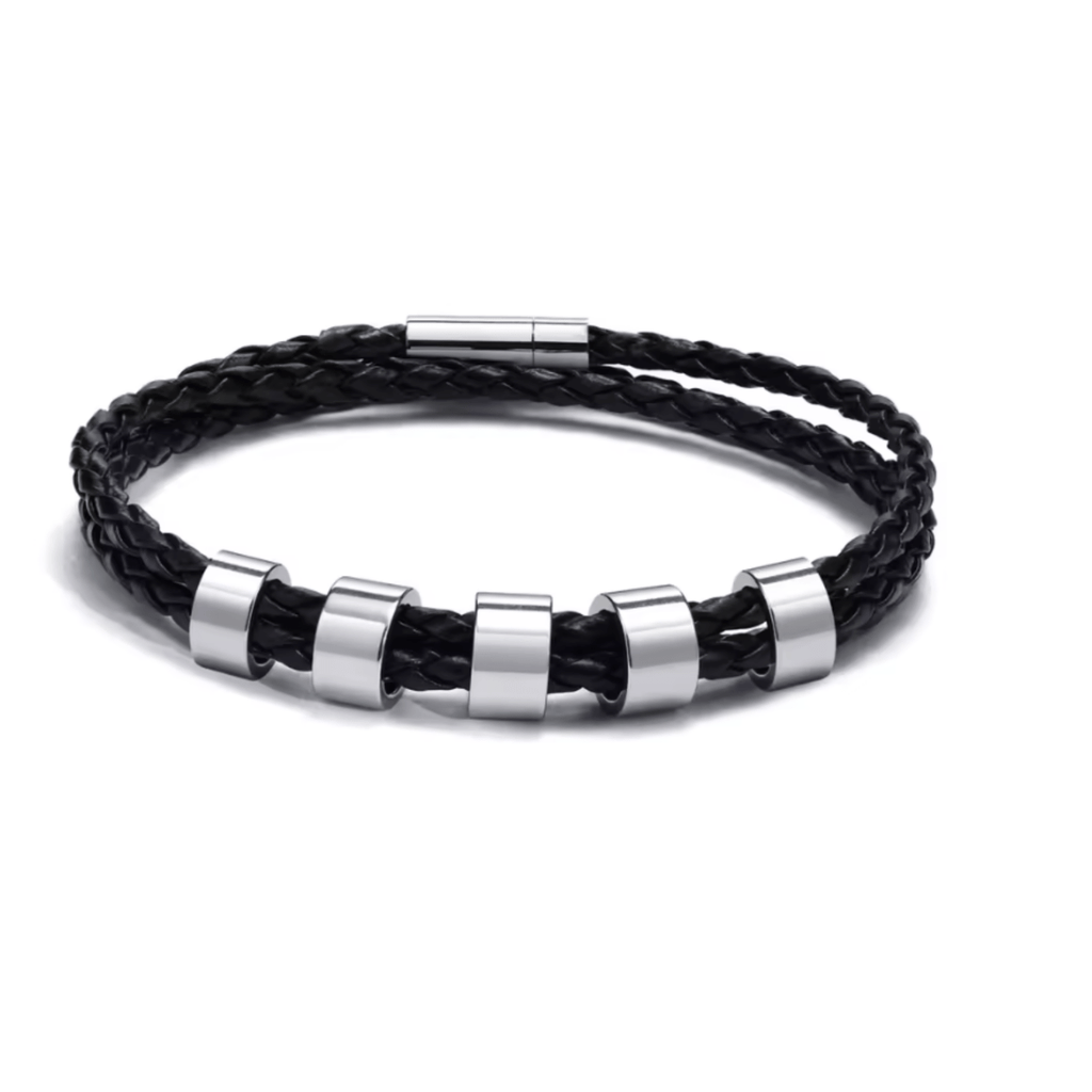 Ardent Ridge Geflochtenes Herrenarmband mit individuellen Namensperlen