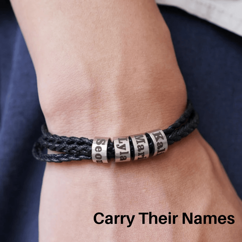 Ardent Ridge Geflochtenes Herrenarmband mit individuellen Namensperlen