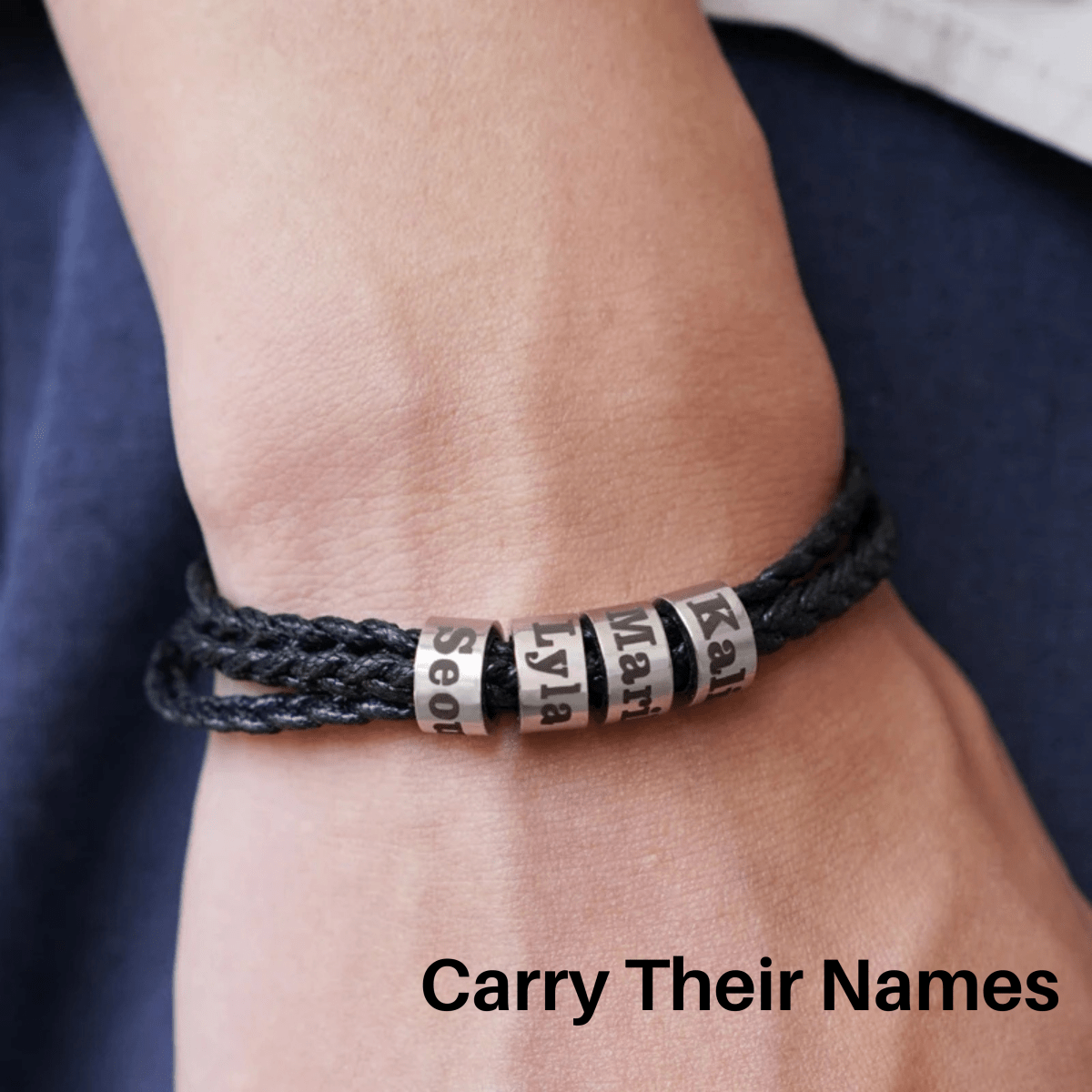 Ardent Ridge Geflochtenes Herrenarmband mit individuellen Namensperlen