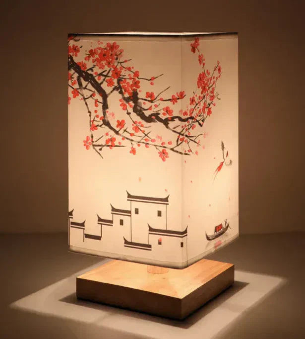 Cherry Blossom Glow Table Lamp With Soft Cloth Shade For Cozy Ambience