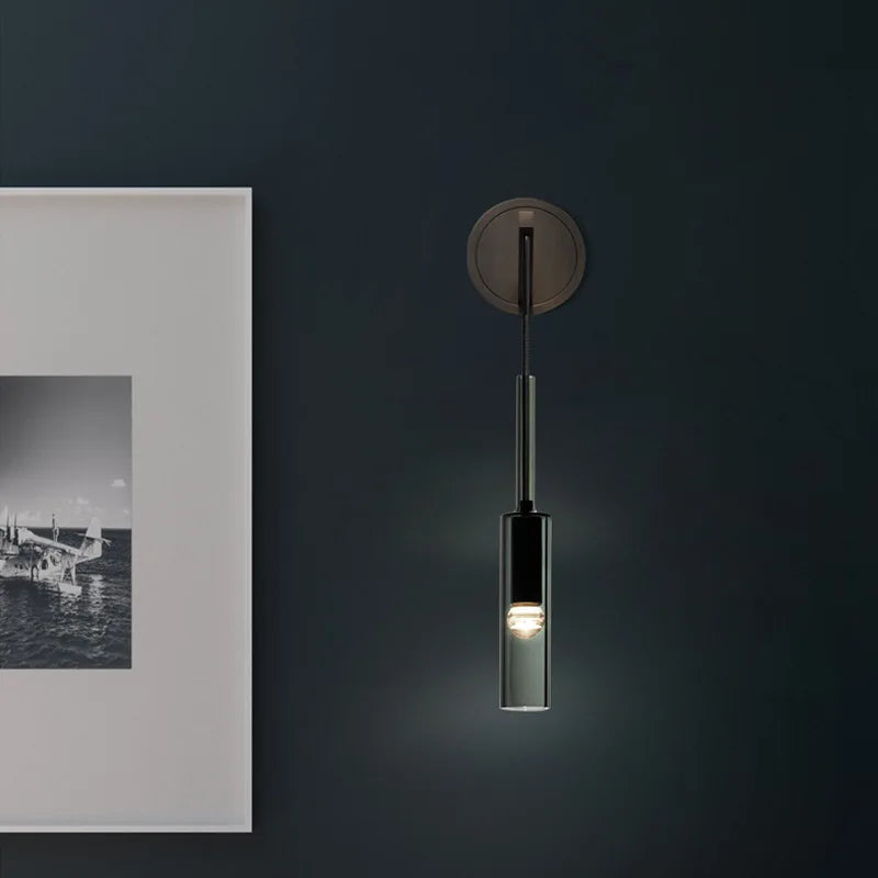 Vellara Smoky Gray Glass Wall Light With Luxe Finish