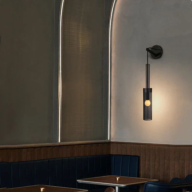 Vellara Smoky Gray Glass Wall Light With Luxe Finish