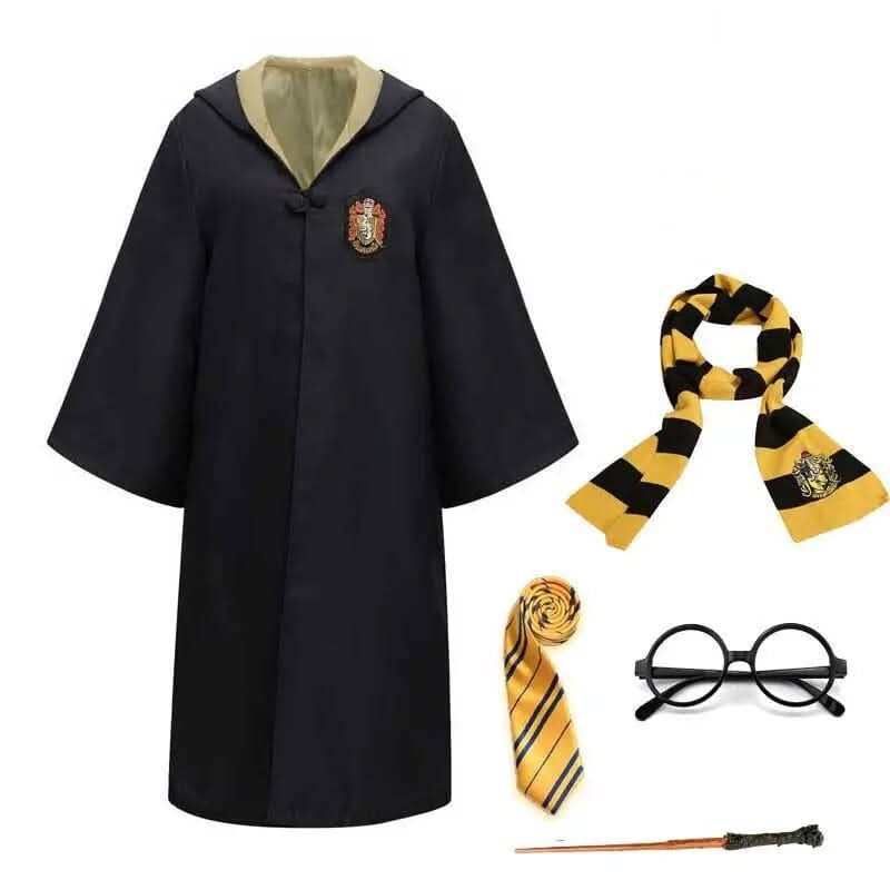 MageWorks Hogwarts Troldmandskostume med Kappe og Tilbehør til Børn og Voksne