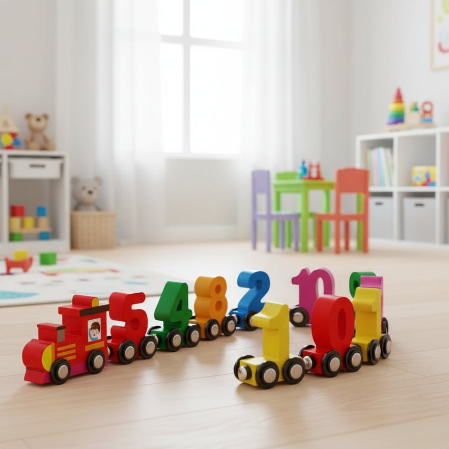 Forest Rail Creative Wooden Magnetic Train With Numbers Educational Toy For Children