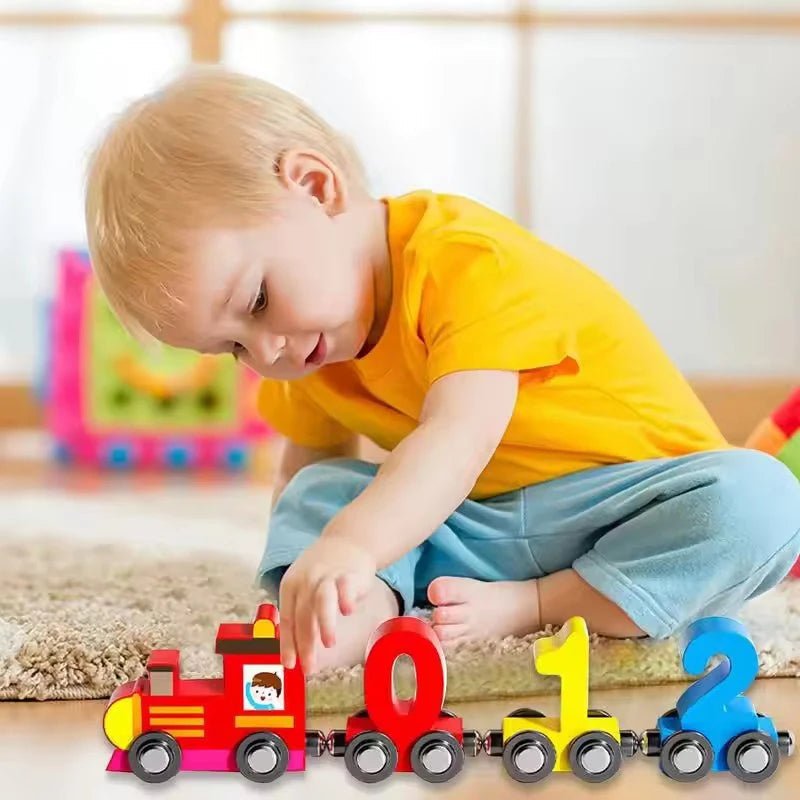 Forest Rail Creative Wooden Magnetic Train With Numbers Educational Toy For Children