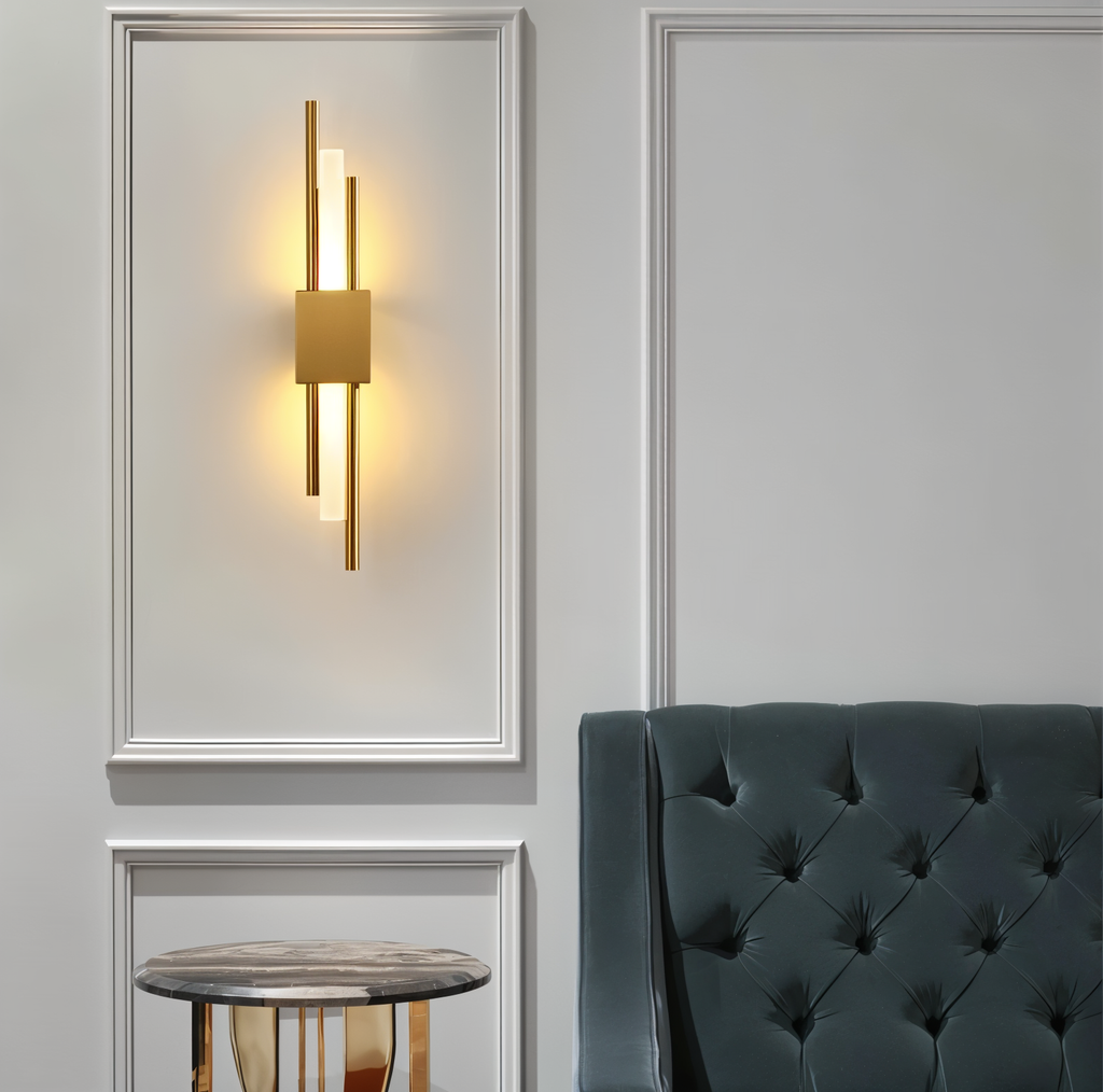 NobleGlow Wall Light In Gold And Black With Luxurious Linear Design And Adjustable Lighting