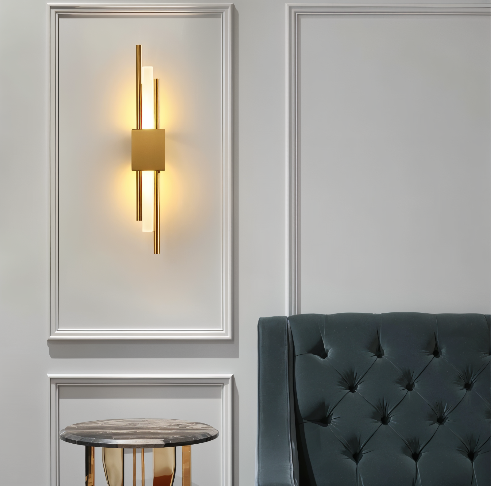 NobleGlow Wall Light In Gold And Black With Luxurious Linear Design And Adjustable Lighting