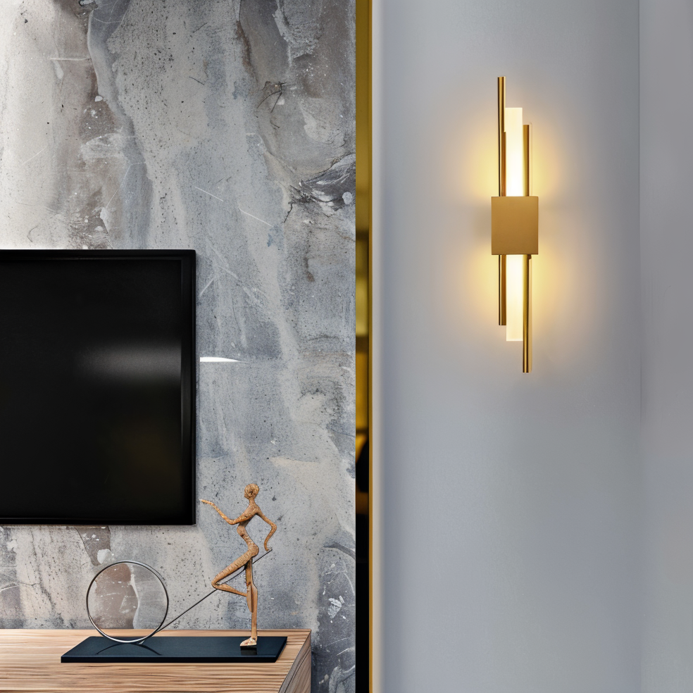 NobleGlow Wall Light In Gold And Black With Luxurious Linear Design And Adjustable Lighting