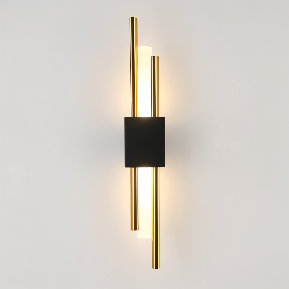 NobleGlow Wall Light In Gold And Black With Luxurious Linear Design And Adjustable Lighting