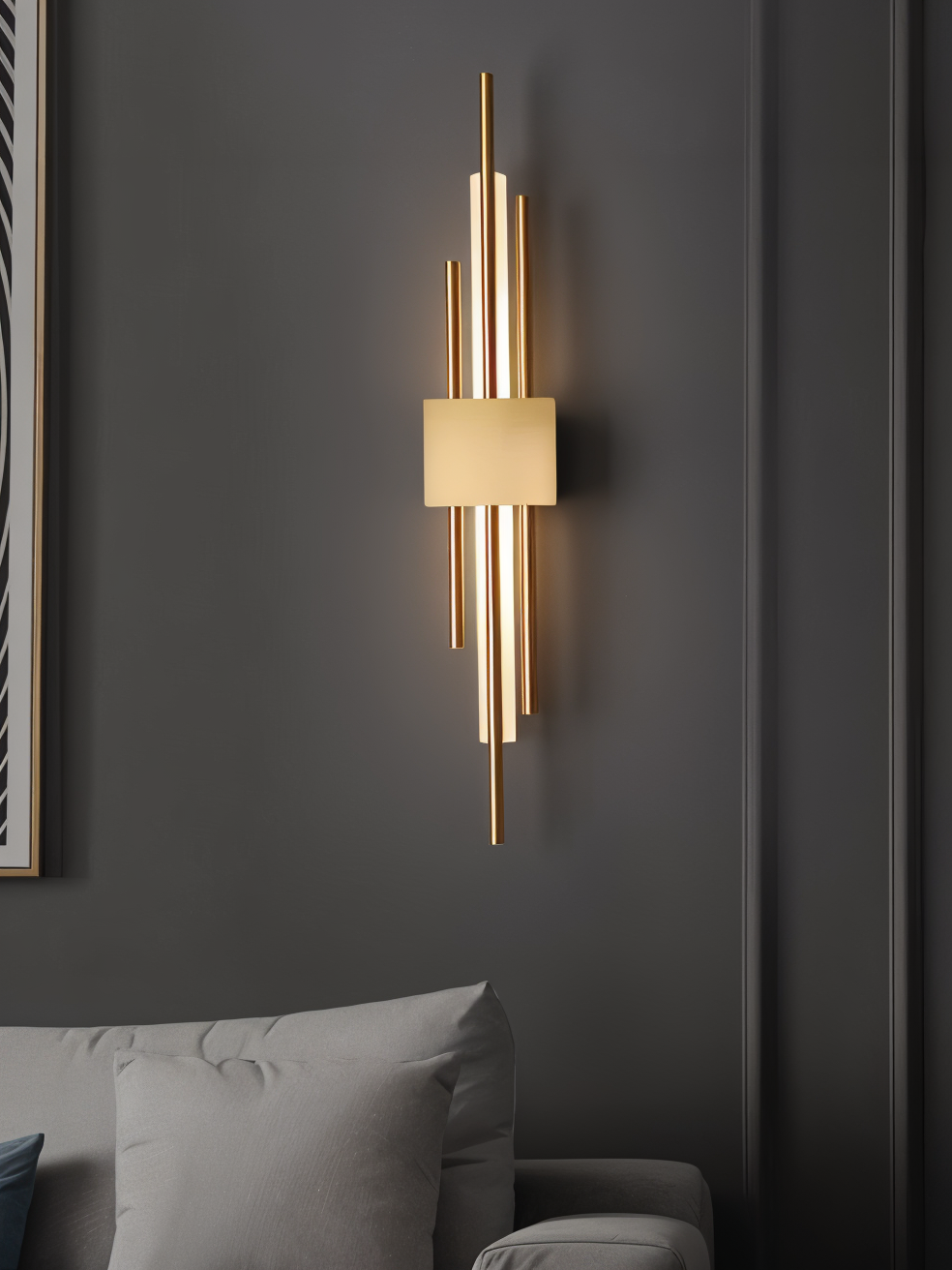 NobleGlow Wall Light In Gold And Black With Luxurious Linear Design And Adjustable Lighting