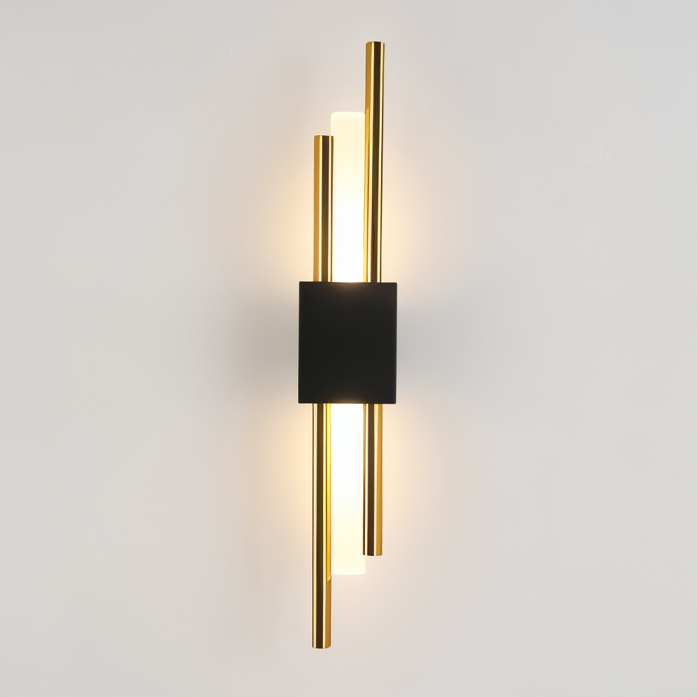 NobleGlow Wall Light In Gold And Black With Luxurious Linear Design And Adjustable Lighting