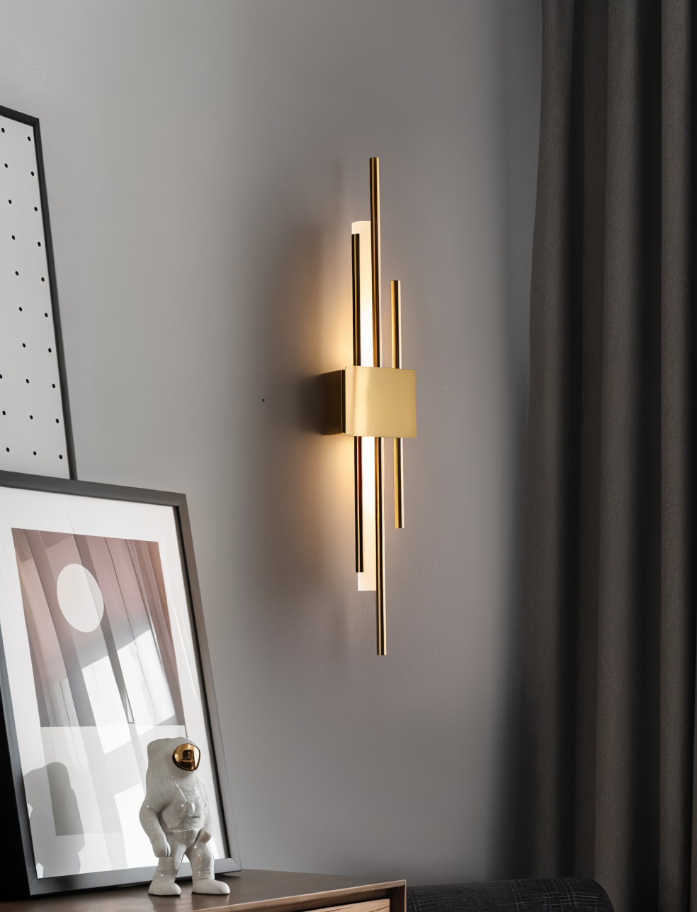 NobleGlow Wall Light In Gold And Black With Luxurious Linear Design And Adjustable Lighting