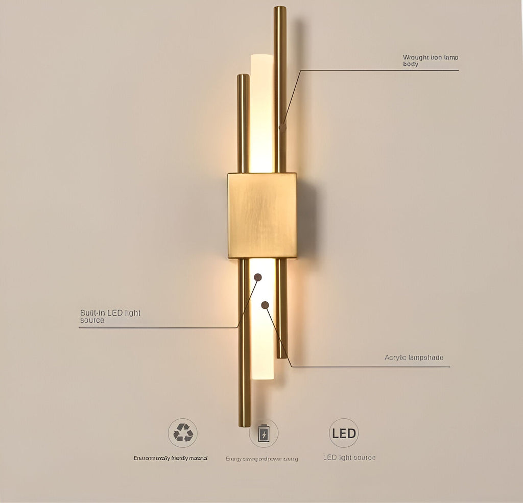 NobleGlow Wall Light In Gold And Black With Luxurious Linear Design And Adjustable Lighting