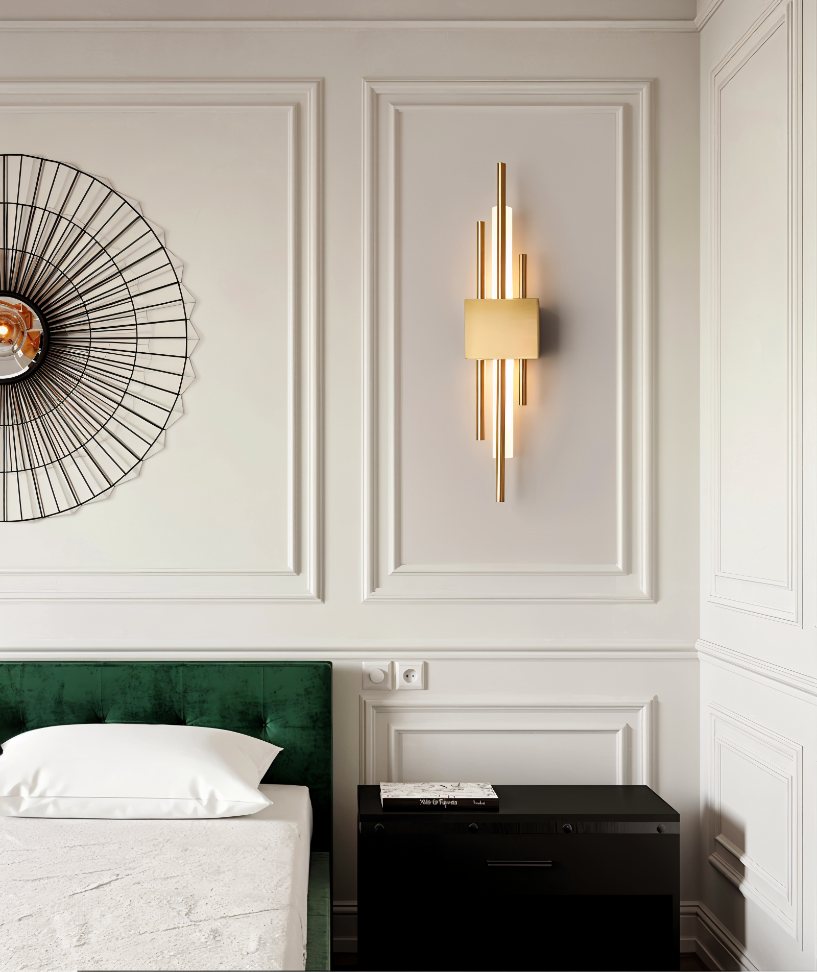 NobleGlow Wall Light In Gold And Black With Luxurious Linear Design And Adjustable Lighting