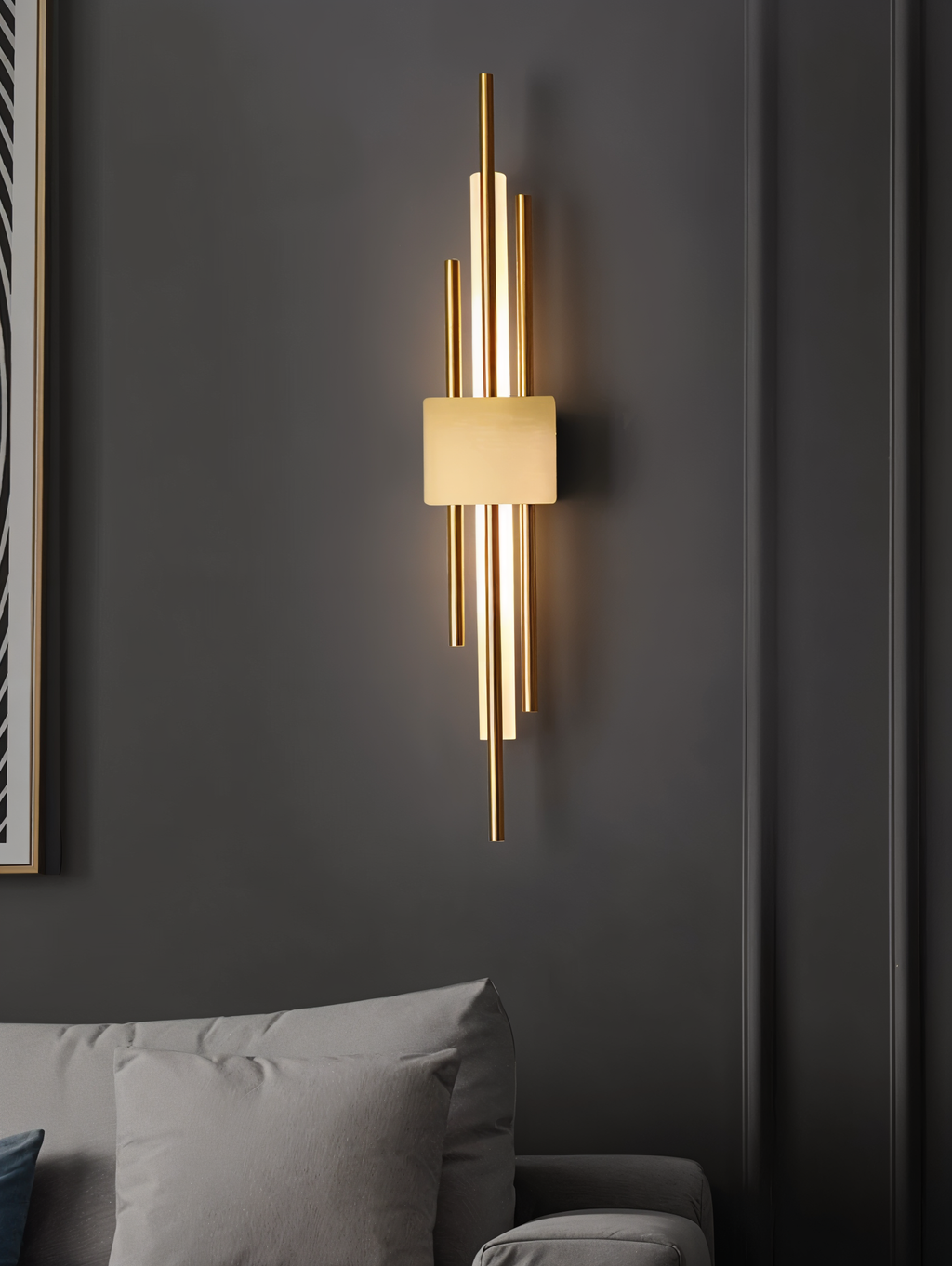 NobleGlow Wall Light In Gold And Black With Luxurious Linear Design And Adjustable Lighting