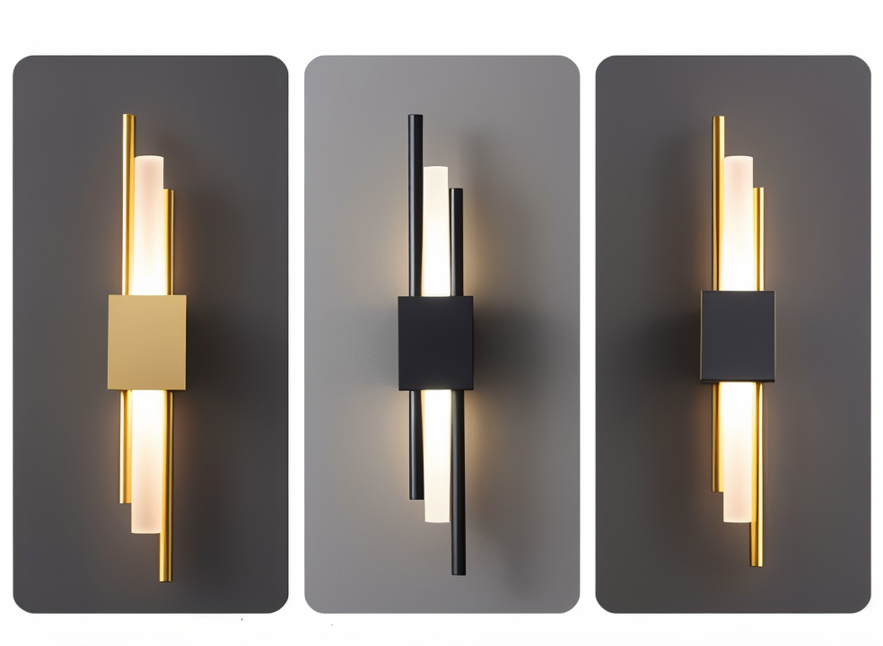 NobleGlow Wall Light In Gold And Black With Luxurious Linear Design And Adjustable Lighting