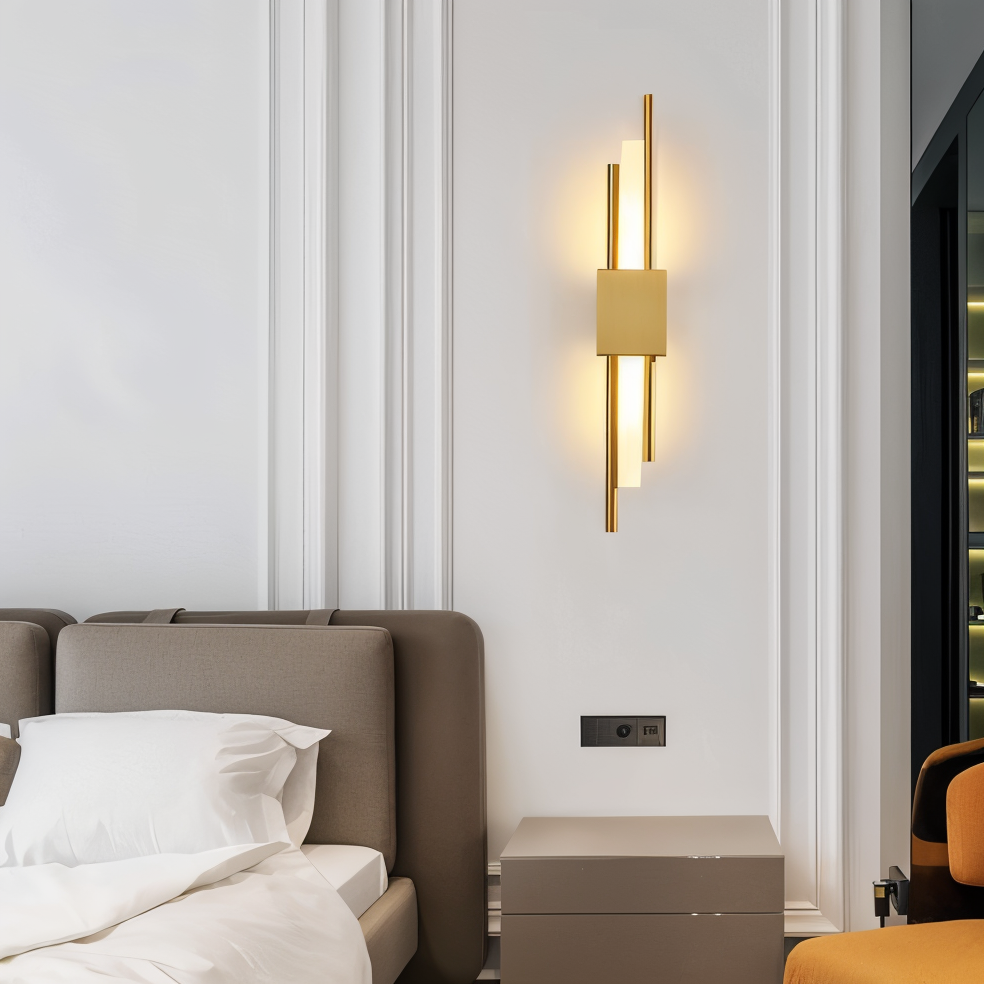 NobleGlow Wall Light In Gold And Black With Luxurious Linear Design And Adjustable Lighting