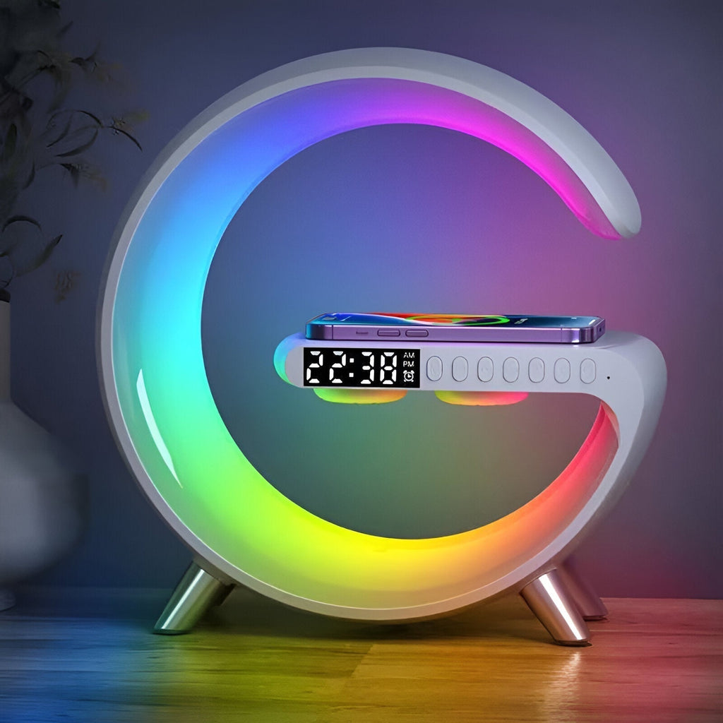 NovaBeam G Shape Nightstand Lamp With Wireless Charging And Clock