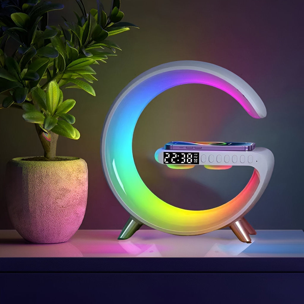NovaBeam G Shape Nightstand Lamp With Wireless Charging And Clock
