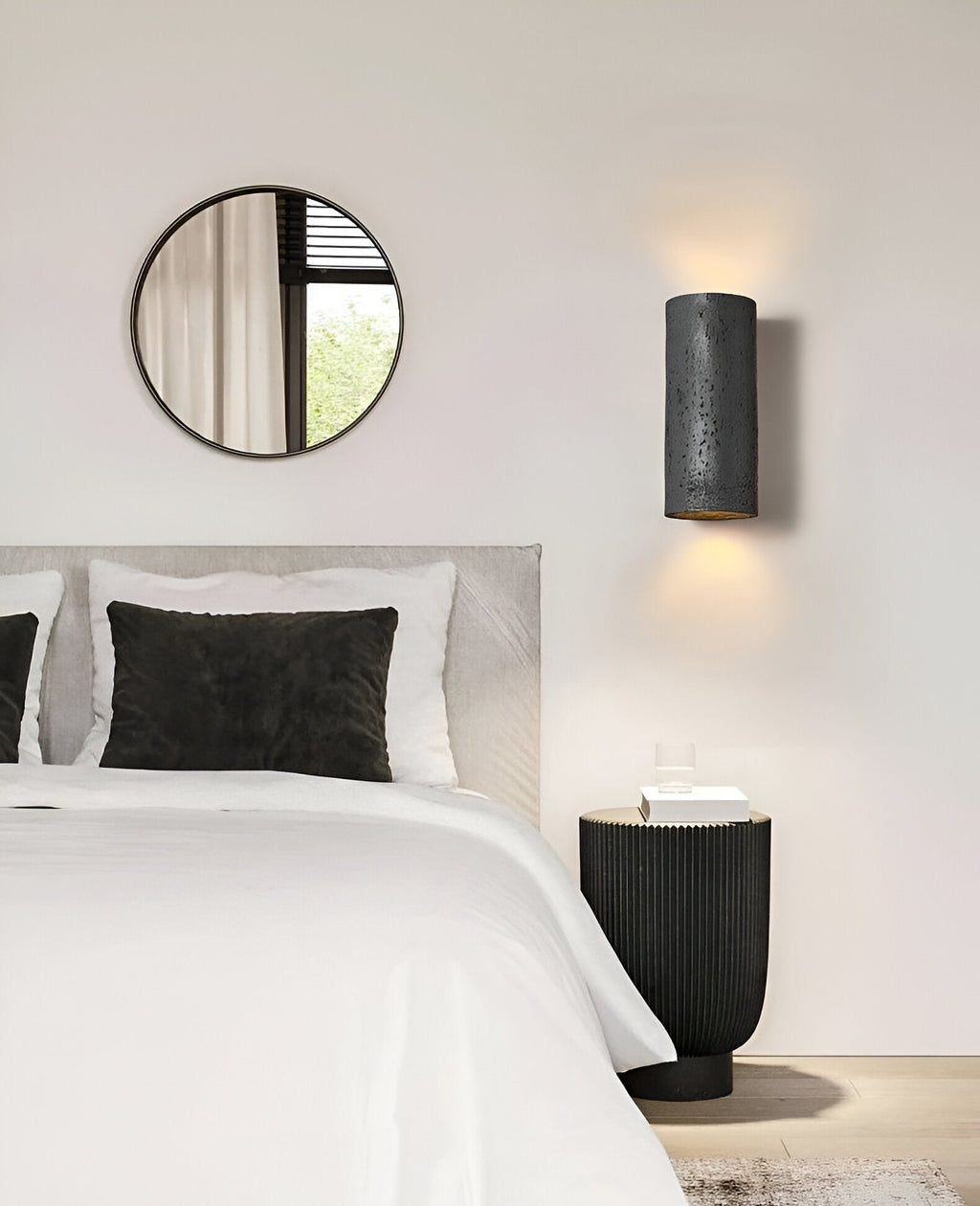Cylinder Tube Wall Light Wabi-Sabi Stone Sconce LED Spotlight With Up-And-Down Lighting