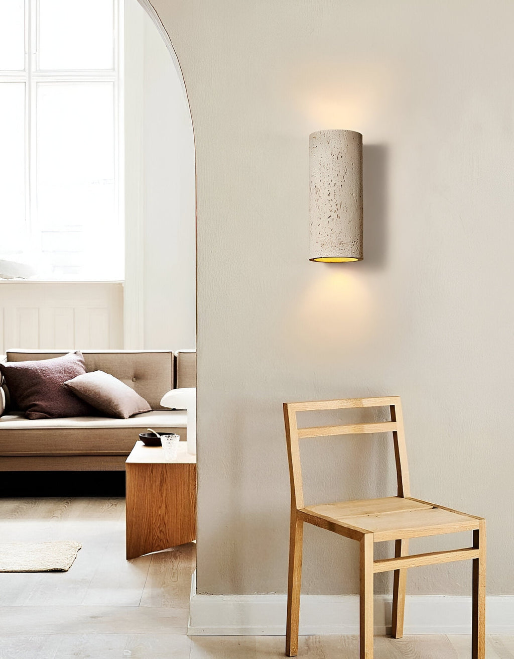 Cylinder Tube Wall Light Wabi-Sabi Stone Sconce LED Spotlight With Up-And-Down Lighting