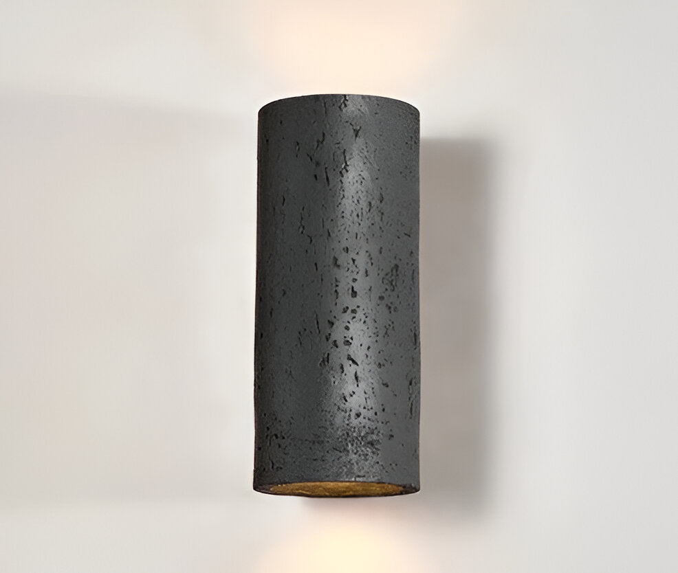 Cylinder Tube Wall Light Wabi-Sabi Stone Sconce LED Spotlight With Up-And-Down Lighting