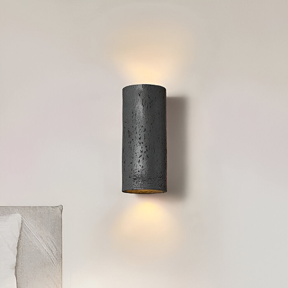 Cylinder Tube Wall Light Wabi-Sabi Stone Sconce LED Spotlight With Up-And-Down Lighting