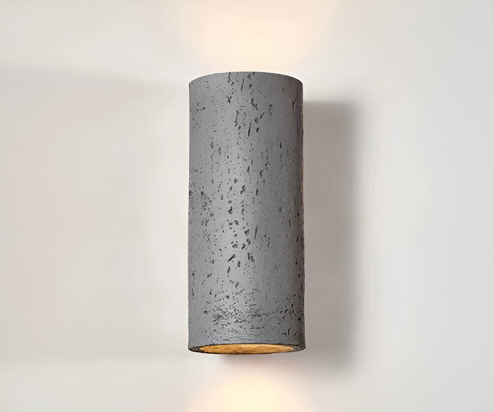 Cylinder Tube Wall Light Wabi-Sabi Stone Sconce LED Spotlight With Up-And-Down Lighting