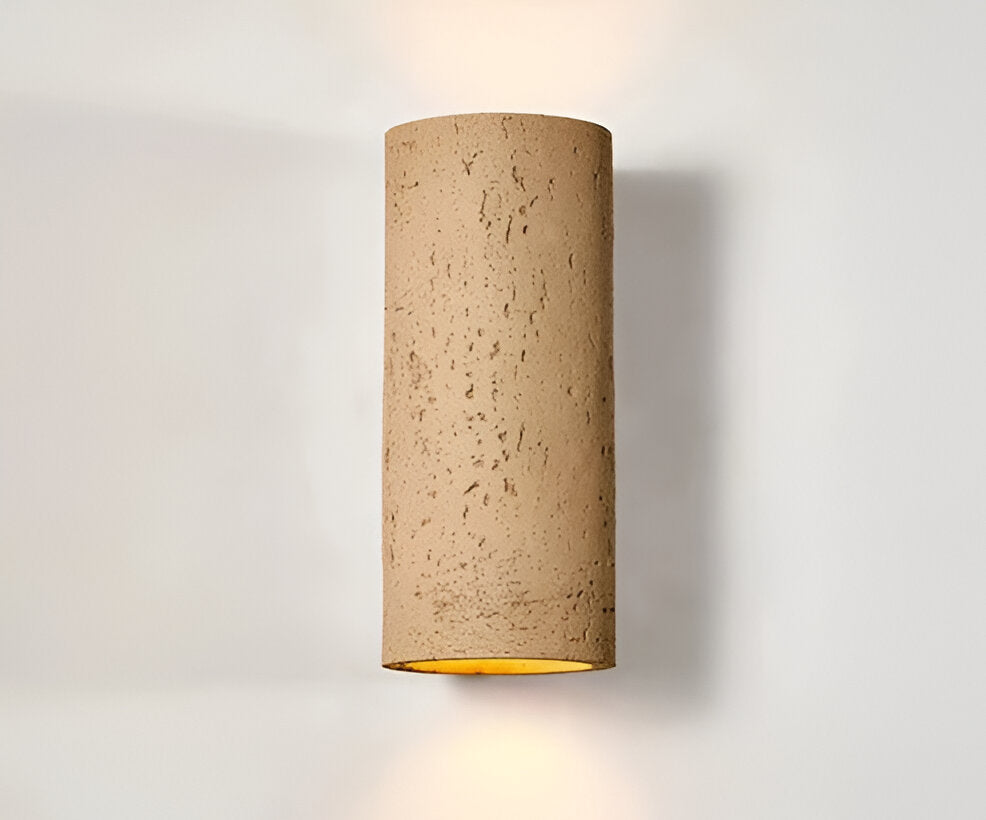 Cylinder Tube Wall Light Wabi-Sabi Stone Sconce LED Spotlight With Up-And-Down Lighting