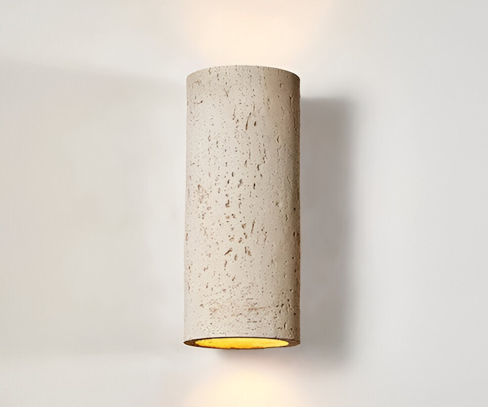 Cylinder Tube Wall Light Wabi-Sabi Stone Sconce LED Spotlight With Up-And-Down Lighting