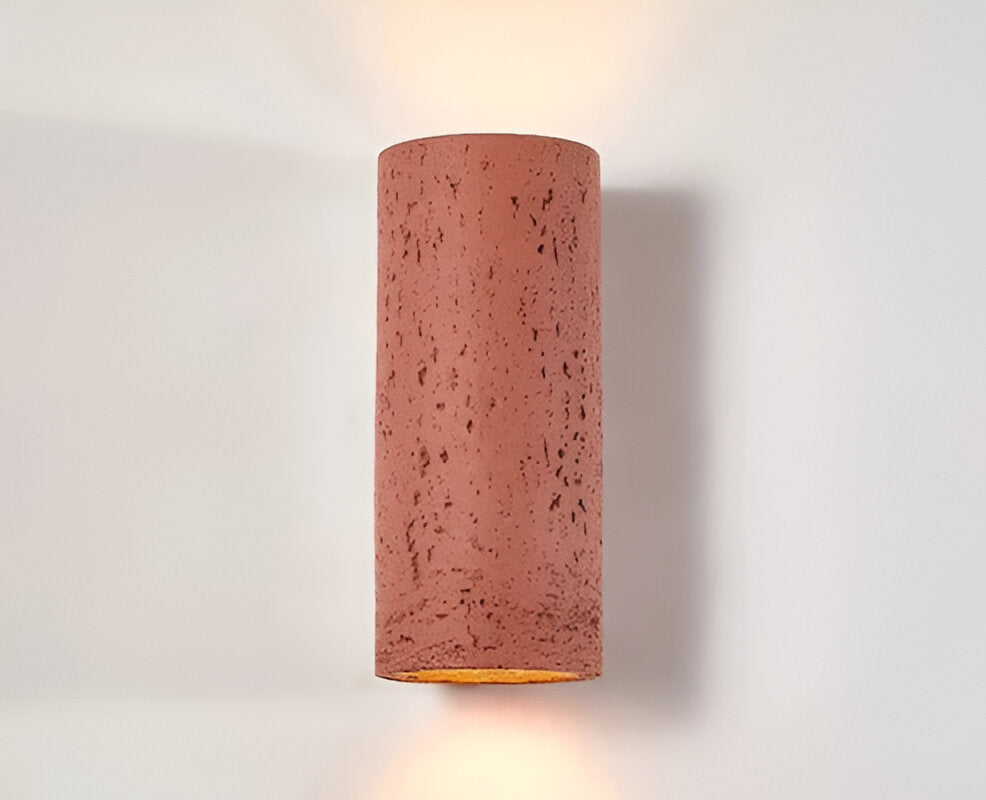 Cylinder Tube Wall Light Wabi-Sabi Stone Sconce LED Spotlight With Up-And-Down Lighting