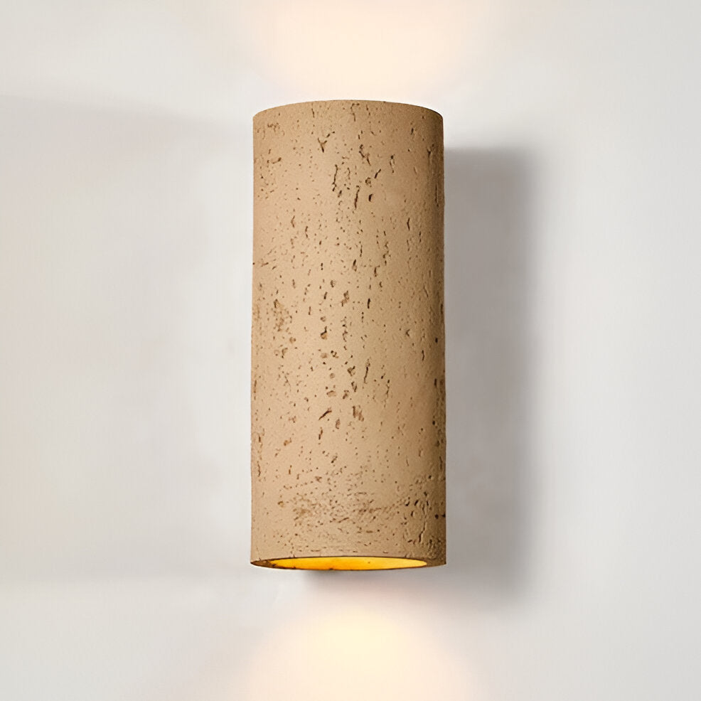 Cylinder Tube Wall Light Wabi-Sabi Stone Sconce LED Spotlight With Up-And-Down Lighting