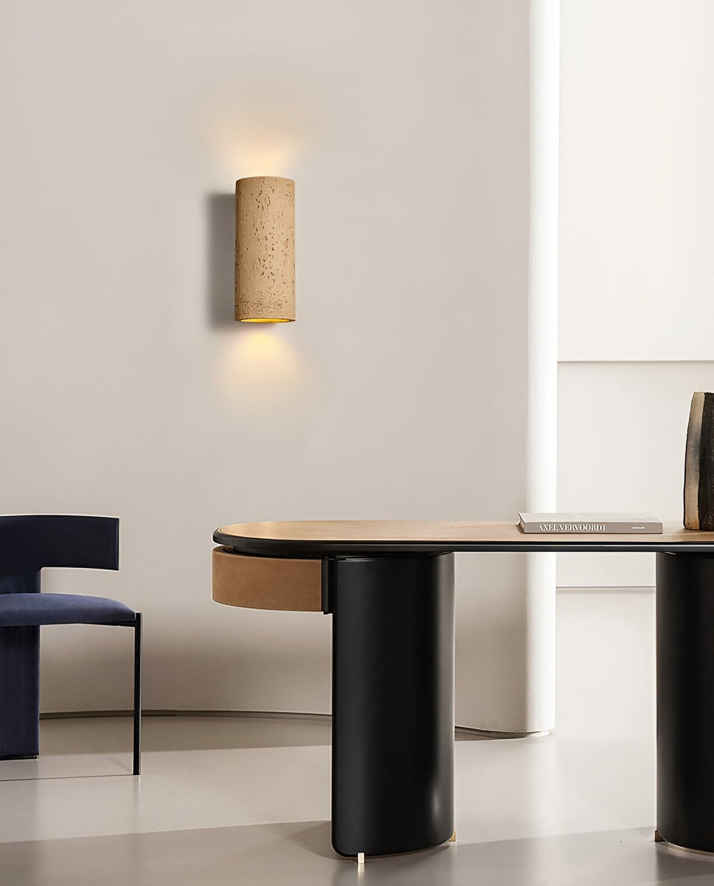 Cylinder Tube Wall Light Wabi-Sabi Stone Sconce LED Spotlight With Up-And-Down Lighting