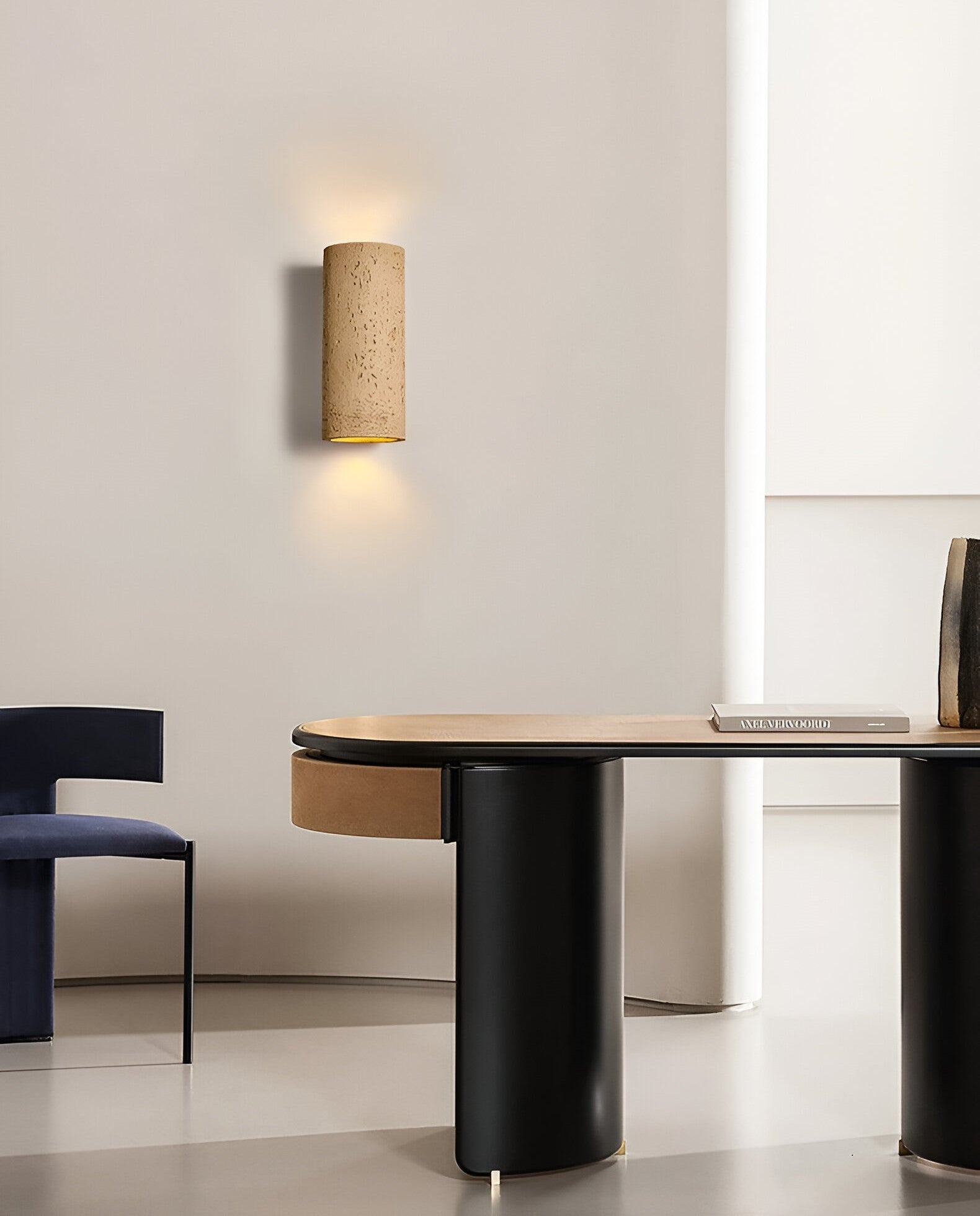 Cylinder Tube Wall Light Wabi-Sabi Stone Sconce LED Spotlight With Up-And-Down Lighting