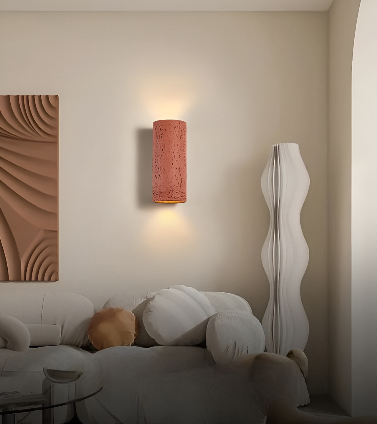 Cylinder Tube Wall Light Wabi-Sabi Stone Sconce LED Spotlight With Up-And-Down Lighting
