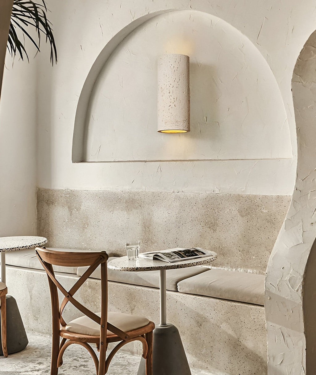 Cylinder Tube Wall Light Wabi-Sabi Stone Sconce LED Spotlight With Up-And-Down Lighting