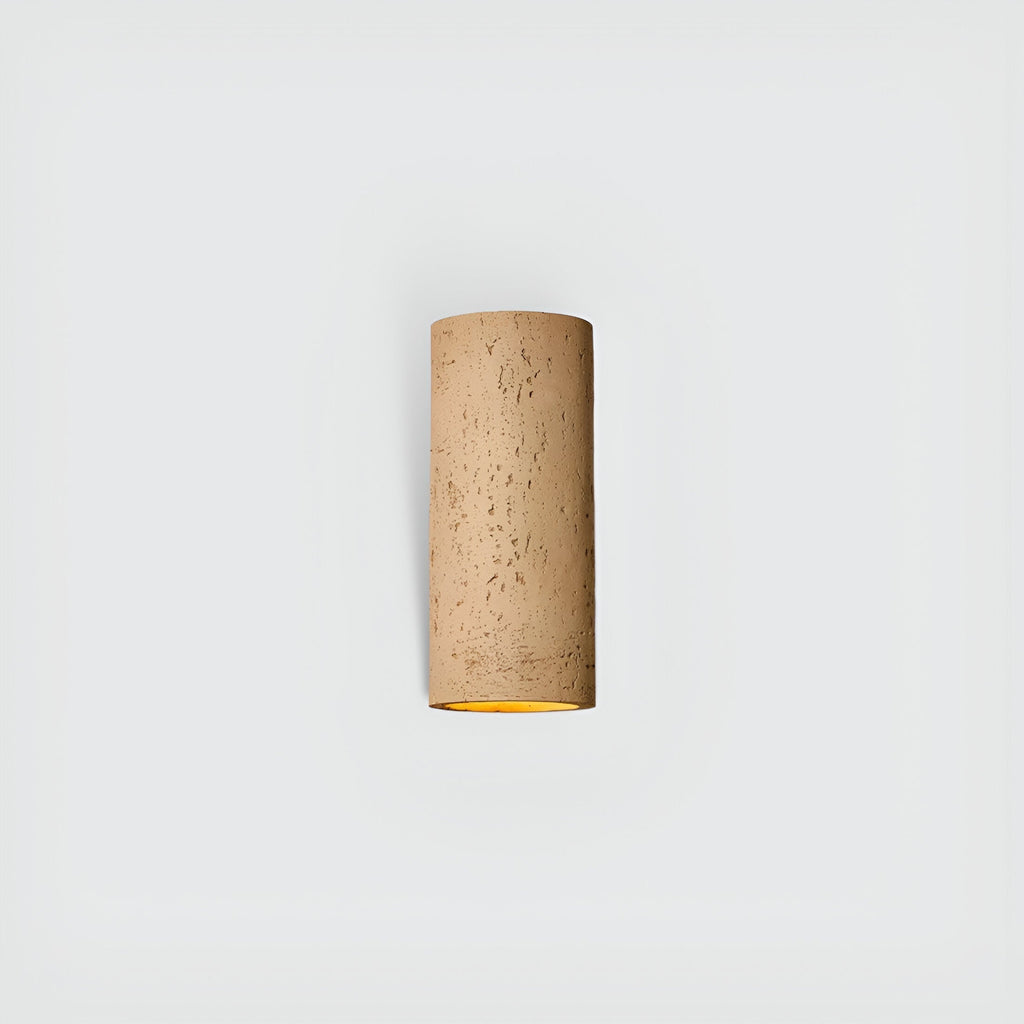 Cylinder Tube Wall Light Wabi-Sabi Stone Sconce LED Spotlight With Up-And-Down Lighting