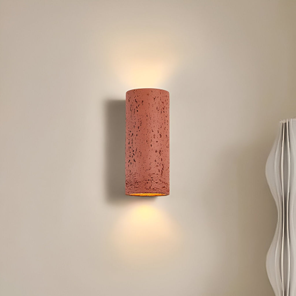Cylinder Tube Wall Light Wabi-Sabi Stone Sconce LED Spotlight With Up-And-Down Lighting