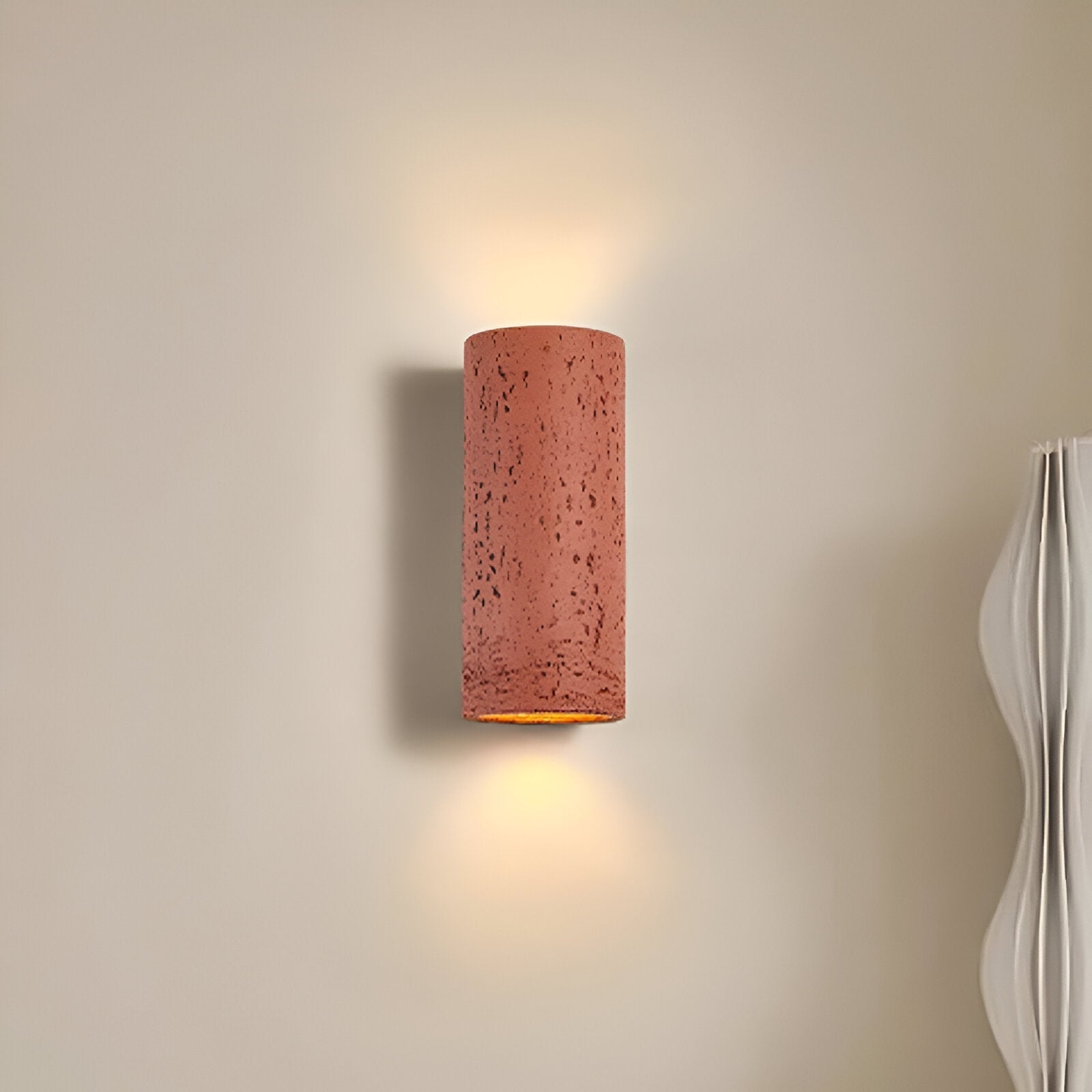 Cylinder Tube Wall Light Wabi-Sabi Stone Sconce LED Spotlight With Up-And-Down Lighting